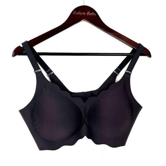 Horisun Bras for Women No Underwire V Neck Scalloped Wireless Sz 2XL Charcoal R1 - Picture 2 of 9